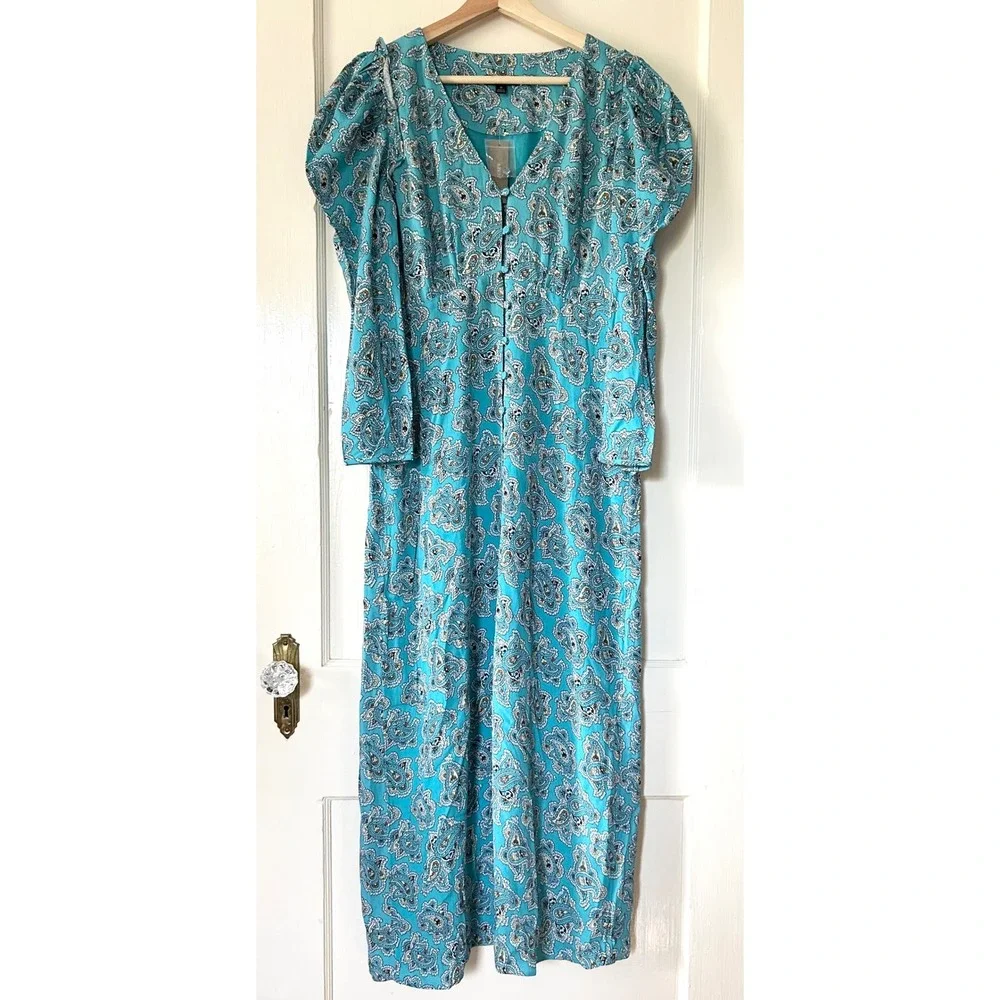 NWT J. Crew Drapey Puff Sleeve Dress Paisley‎ Bunch Romantic Spring Cottagecore